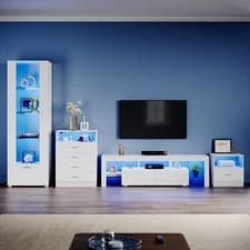 Image of High Gloss LED TV Stand Unit Cabinet Display Sideboard Living Room Furniture Set