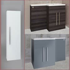 Image of Bathroom L-Shape Vanity Unit LH RH Hand Sink Basin Toilet Combined Furniture WC