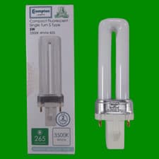 Image of 1x 5W Crompton G23 2 pin Low Energy CFL PL-S PLS Light Bulb 3500K White Lamp