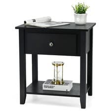 Image of Accent Table Narrow Side End Table with 1 Drawer(Black)