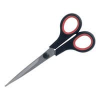 Image of 5 Star Office Scissors 155mm Rubber Handles Stainless Steel Blades Black/Red