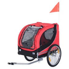 Image of Dog Bike Trailer 130x73x90cm Red Steel Frame Oxford Cloth Pet Carrier Mesh+Flag