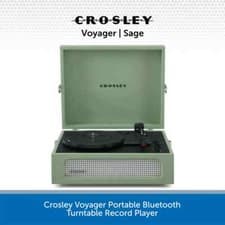 Image of Crosley Voyager Bluetooth Turntable Vinyl Record Player Vintage 3 Speed CR8017B