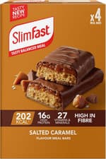 Image of SlimFast Salted Caramel Meal Bar, Meal Replacement,High-Protein Snack, 4x60 g