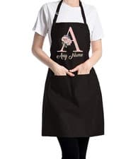 Image of Personalised Apron Baking Gift Customisable Initial With Name Gift For BBQ Grill