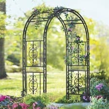 Image of XL Tall Garden Arbor Versatile Metal Wedding Arch Climbing Trellis Lattice Stand