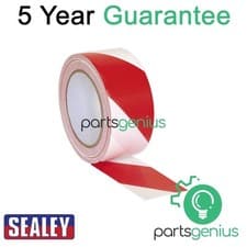 Image of Sealey Hazard Warning Tape 50mm x 33m Red/White HWTRW