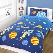 Image of SPACE ROCKETS PLANETS SINGLE DOUBLE JUNIOR DUVET COVER KIDS BOYS BEDDING