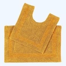 Image of 100% Cotton Luxury Reversible 2-Pc Bath & Pedestal Mat Set Thick, Soft, Non-Slip