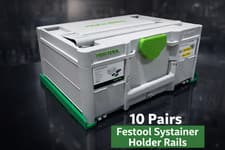 Image of Festool Systainer SYS3 Rail Green TANOS Van Storage Organiser Slim 10 Pair
