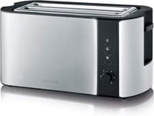 Image of Severin Automatic Long Slot Toaster 4 Slice Brushed Stainless Steel Black AT2590