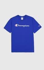 Image of Champion Big Logo Cotton Jersey T-Shirt - Blue