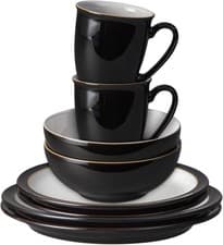 Image of Denby - Elements 8 Piece Dinner Set For 2 - Black Glaze, Dishwasher Safe