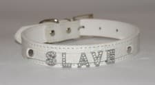 Image of SLAVE White Bondage Collar Slave Sub Submissive Sexy Mistress Faux Leather UK