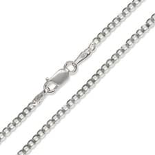 Image of 9CT CURB CHAIN WHITE GOLD 16" 18" 20" 22" 24" D/C DIAMOND CUT FLAT LINK BOX