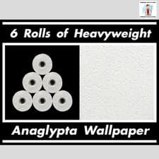 Image of Six Rolls of Heavyweight, Anaglypta, Paintable, Textured Blown Vinyl Wallpaper