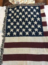 Image of Vintage American Flag Tapestry Throw Blanket Made in USA Patriotic 4 July Deco