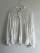 Image of TED BAKER BLOUSE IVORY PLEATED White NEW BNWT Long sleeve 8 10 14 MACENZI
