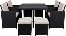 Image of Rattan Garden Dining Set 8 Seater Cube Table Chairs Stool Outdoor Furniture Grey