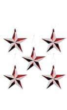 Image of 5 Pack Christmas Tree Baubles Red and White Glitter Tree Hanging Decoration Star