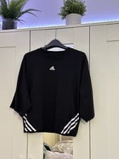 Image of Adidas Womens Cropped Striped Side T-shirt - Size Small