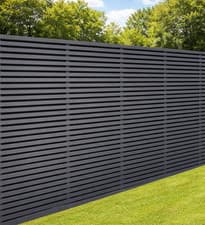 Image of Double sided slatted wooden fence panels in Grey - 6ftx 6ft  (pack of 4)