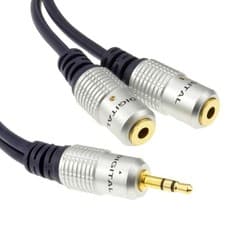 Image of Pure OFC 3.5mm Jack Plug to 2 x 3.5mm Jack Sockets Long Splitter Cable 1.8m