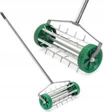 Image of Gardening Lawn Aerator Grass Roller With 3 Level Adjustable Telescopic Handle