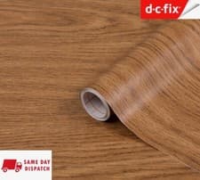 Image of D C FIX MEDIUM OAK SELF ADHESIVE VINYL WRAP FILM KITCHEN WORKTOPS