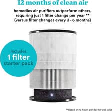 Image of Homedics 5-in-1 Totalclean Air Purifier for Home and Bedroom, Quiet HEPA Filter