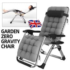 Image of Multi Position Garden Zero Gravity Relaxer Chair Sun Lounger in Grey NEW UK 2026