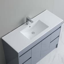 Image of 1200mm Bathroom Inset Basin &Overflow Semi-Recessed Ceramic Wash Sink 1 Tap Hole