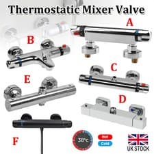 Image of Thermostatic Exposed Bar Shower Mixer Valve Tap Chrome Bottom/Top 1/2 3/4"Outlet