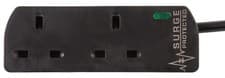 Image of PRO ELEC PELB1952 2 Gang Extension Lead Surge Protected Black, 2m