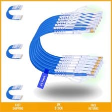Image of Ultra Slim Cat6a Snagless Ethernet Patch Cables 10G Blue 0.5ft 24 Pack 28AWG