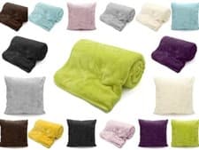 Image of Luxury Faux Fur Mink Throw Blanket With Matching Cushion Cover Soft & Warm