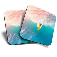 Image of 2 x Coasters - Surfing the Waves Surf Surfer Sea Ocean #46343