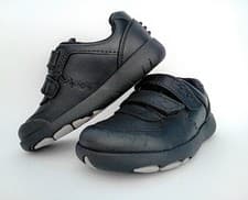 Image of Clarks Boys Back To School Black Shoes Rex Pace Kids Size 7.5 BNIB Strap Fasten