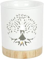 Image of Tree of Life Scented Oil Burner With Wood Effect Ceramic Base For Aromatherapy