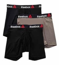 Image of NEW MENS REEBOK BOXER BRIEFS GRAY BLACK ESSENTIAL COMFORT SIZE S 26-30" WAIST