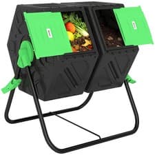 Image of Outsunny 130L Compost Bin Dual Chamber Rotating Composter w/ Ventilation Holes