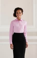 Image of Ladies Womens Plain Long Sleeve Non Iron Pink Shirt Office Size XS WAS  £45