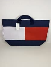 Image of Tommy Hilfiger Tote Bag Large Flag Logo Red White Blue Canvas Shopper BNWT