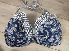 Image of NEW Boux Avenue Blue Mix Nusa Paisley Plunge Bikini Top UK 32F & 34DD