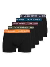 Image of Jack & Jones Jacoliver 5 Pack Cotton Stretch Trunks - Black Multi