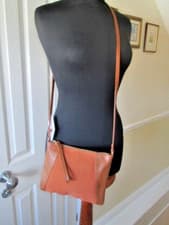 Image of Tan real leather crossbody Accessorize leather bag