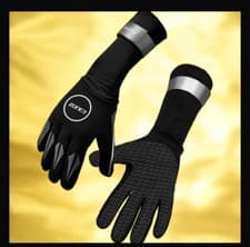 Image of Zone3 Neoprene Swim Gloves - Outdoor Swimming - Black/Silver