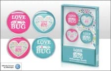 Image of VW VOLKSWAGEN BEETLE LOVE BUG SET OF 4 GLASS FRIDGE MAGNETS NEW AND BOXED