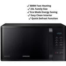 Image of Samsung 800W 23L Microwave Black MS23K3513AK Digital Solo ECO Quick Defrost