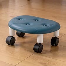 Image of ˘ Round Low Rolling Stools Fuax Leather Universal Wheel Small Roller Swivel